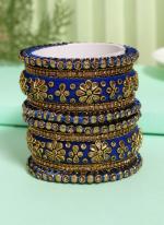   Wedding Wear  Blue Color Velvet Work Bangle Set:-2.4,2.6